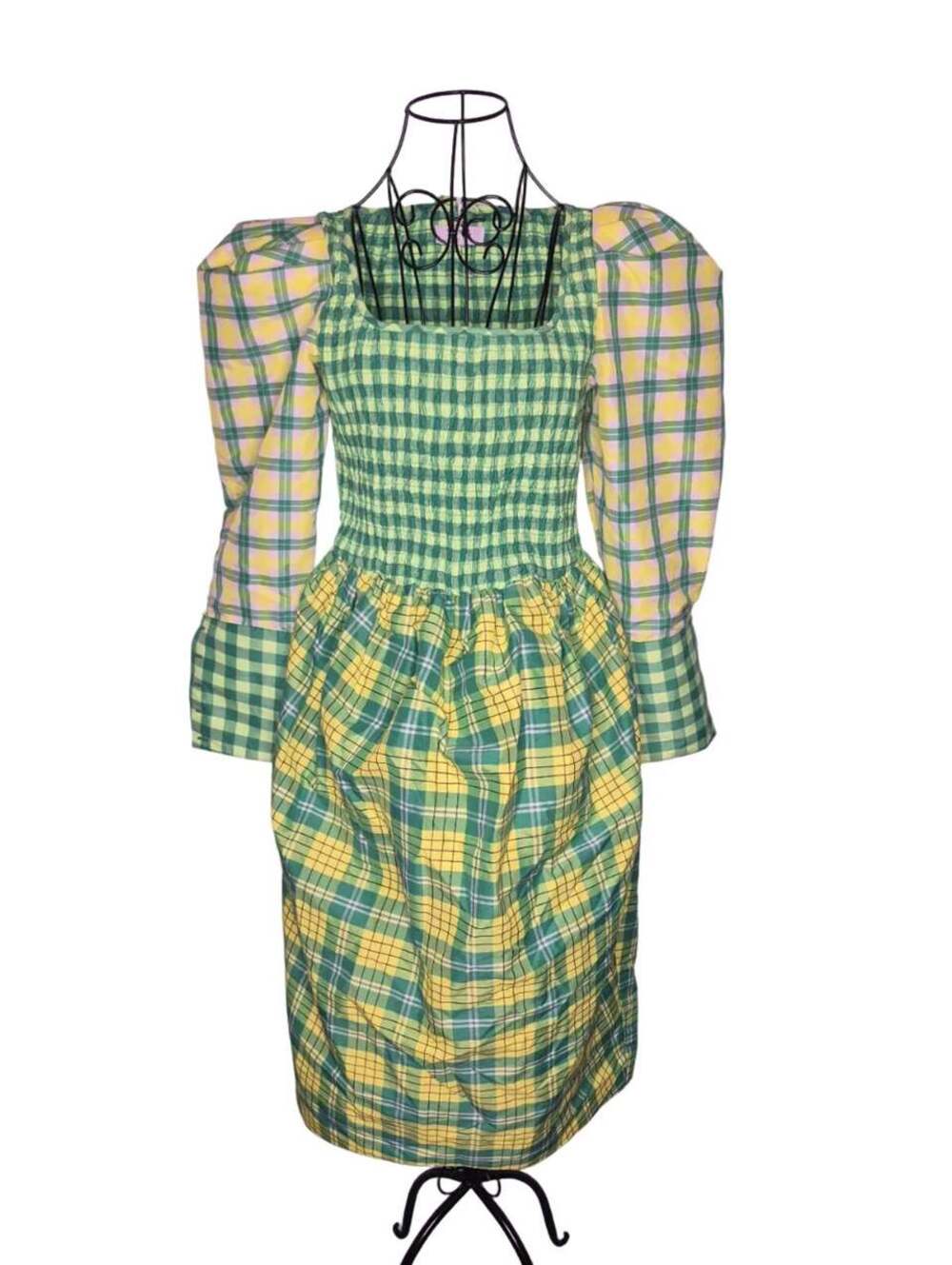 Christopher John Rogers for Target Green Plaid Smocked Dress